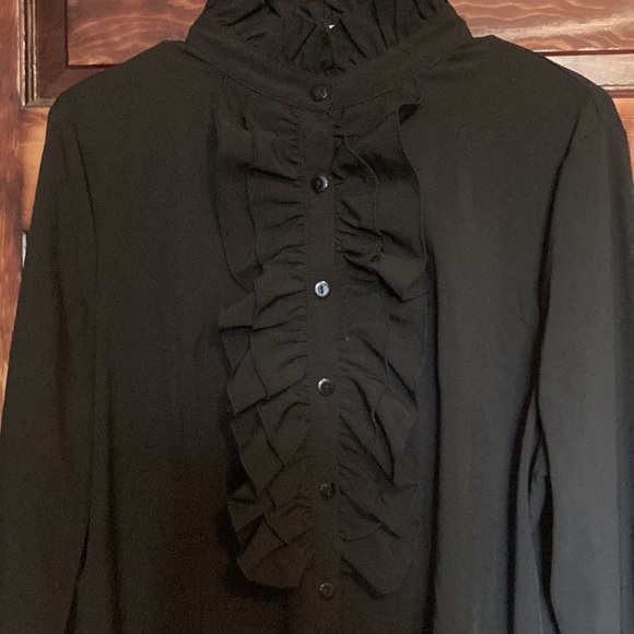 Black Ruffle Front Blouse - Picture 3 of 7